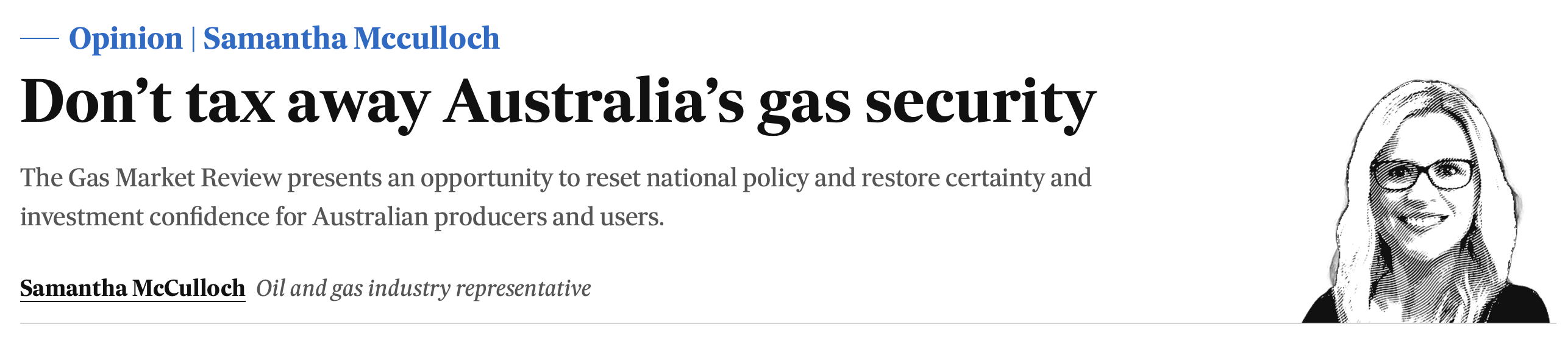 Screenshot of an AFR op-ed headline.